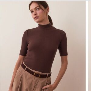 Marine Layer Brown Turtleneck Top